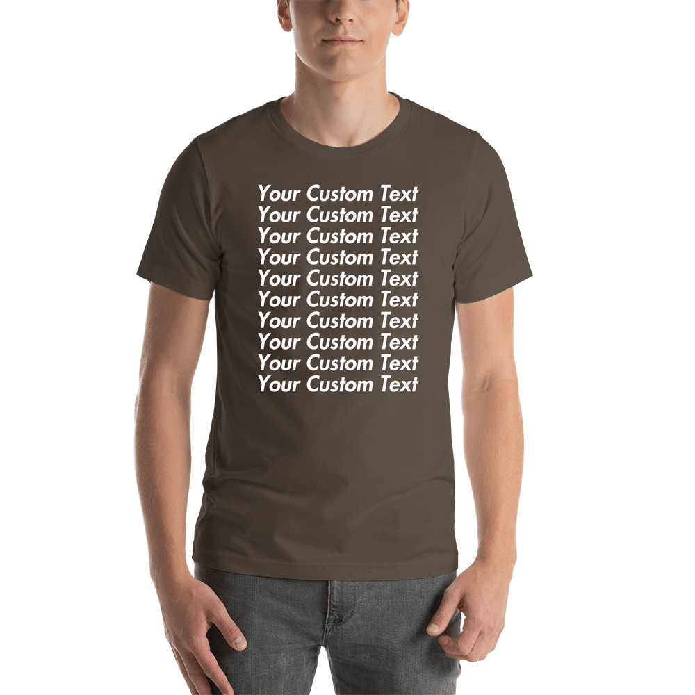 Personalized All Over Text T-Shirt - Army - Your Custom Text - Shirt View