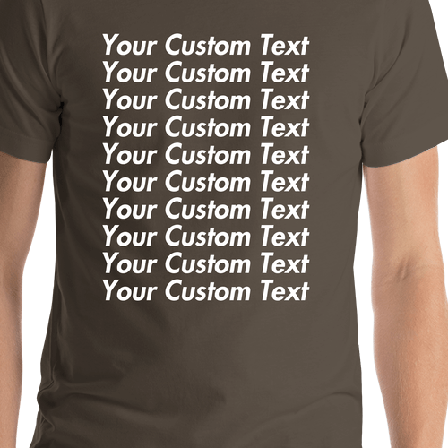 Personalized All Over Text T-Shirt - Army - Your Custom Text - Shirt Close-Up View