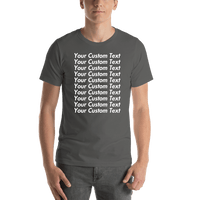 Thumbnail for Personalized All Over Text T-Shirt - Asphalt - Your Custom Text - Shirt View