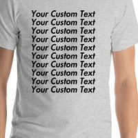 Thumbnail for Personalized All Over Text T-Shirt - Athletic Heather - Your Custom Text - Shirt Close-Up View