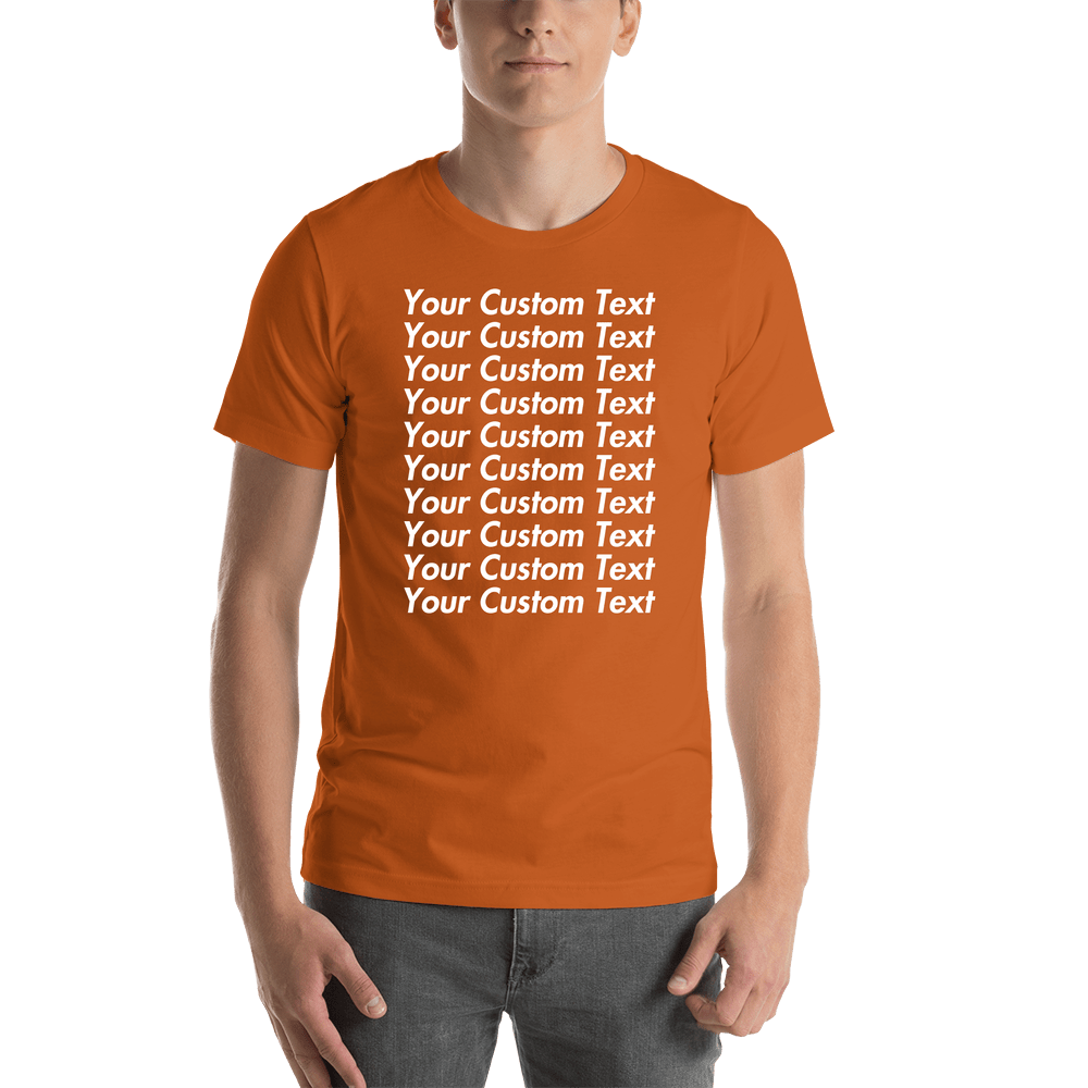 Personalized All Over Text T-Shirt - Autumn - Your Custom Text - Shirt View