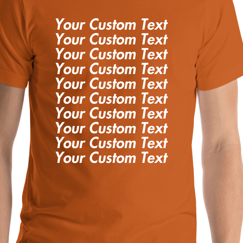 Personalized All Over Text T-Shirt - Autumn - Your Custom Text - Shirt Close-Up View