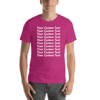 Thumbnail for Personalized All Over Text T-Shirt - Berry - Your Custom Text - Shirt View