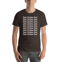 Thumbnail for Personalized All Over Text T-Shirt - Brown - Your Custom Text - Shirt View