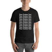 Thumbnail for Personalized All Over Text T-Shirt - Dark Grey Heather - Your Custom Text - Shirt View