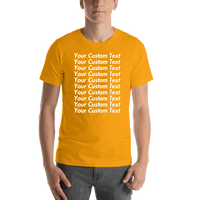 Thumbnail for Personalized All Over Text T-Shirt - Gold - Your Custom Text - Shirt View