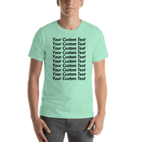 Thumbnail for Personalized All Over Text T-Shirt - Heather Mint - Your Custom Text - Shirt View