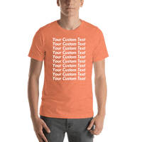 Thumbnail for Personalized All Over Text T-Shirt - Heather Orange - Your Custom Text - Shirt View