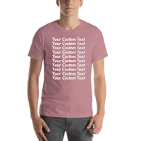 Thumbnail for Personalized All Over Text T-Shirt - Heather Orchid - Your Custom Text - Shirt View