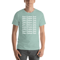 Thumbnail for Personalized All Over Text T-Shirt - Heather Prism Dusty Blue - Your Custom Text - Shirt View