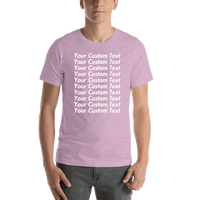 Thumbnail for Personalized All Over Text T-Shirt - Heather Prism Lilac - Your Custom Text - Shirt View