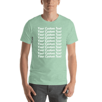 Thumbnail for Personalized All Over Text T-Shirt - Heather Prism Mint - Your Custom Text - Shirt View