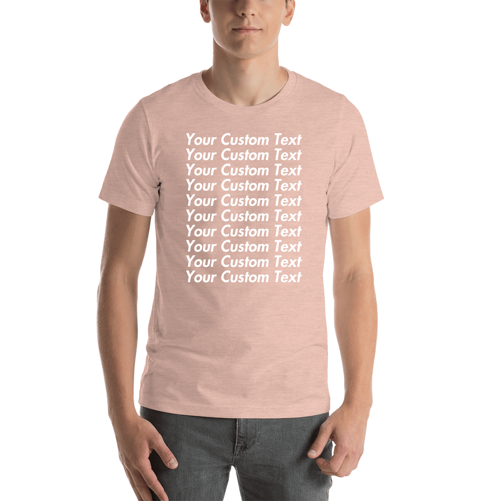 Personalized All Over Text T-Shirt - Heather Prism Peach - Your Custom Text - Shirt View
