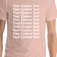 Thumbnail for Personalized All Over Text T-Shirt - Heather Prism Peach - Your Custom Text - Shirt Close-Up View