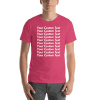 Thumbnail for Personalized All Over Text T-Shirt - Heather Raspberry - Your Custom Text - Shirt View