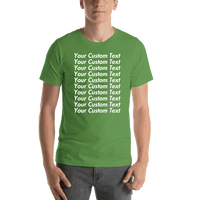 Thumbnail for Personalized All Over Text T-Shirt - Leaf Green - Your Custom Text - Shirt View