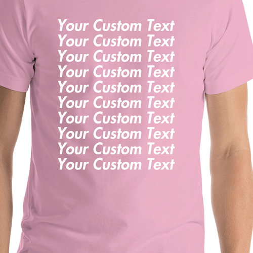 Personalized All Over Text T-Shirt - Lilac - Your Custom Text - Shirt Close-Up View