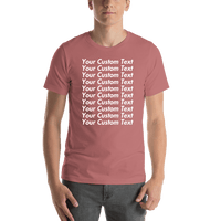 Thumbnail for Personalized All Over Text T-Shirt - Mauve - Your Custom Text - Shirt View