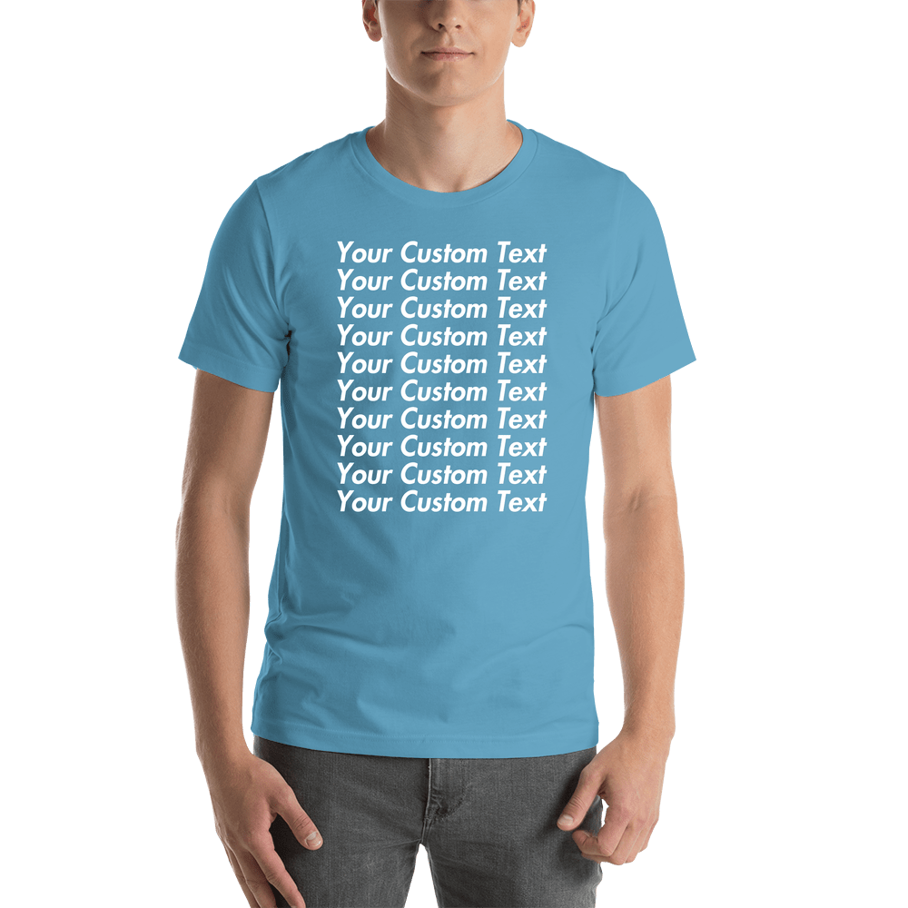 Personalized All Over Text T-Shirt - Ocean Blue - Your Custom Text - Shirt View
