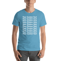 Thumbnail for Personalized All Over Text T-Shirt - Ocean Blue - Your Custom Text - Shirt View