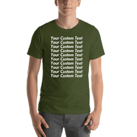 Thumbnail for Personalized All Over Text T-Shirt - Olive - Your Custom Text - Shirt View