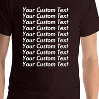 Thumbnail for Personalized All Over Text T-Shirt - Oxblood Black - Your Custom Text - Shirt Close-Up View