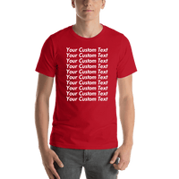Thumbnail for Personalized All Over Text T-Shirt - Red - Your Custom Text - Shirt View