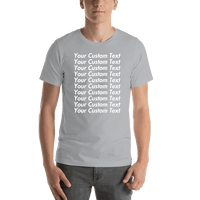 Thumbnail for Personalized All Over Text T-Shirt - Silver - Your Custom Text - Shirt View