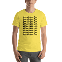 Thumbnail for Personalized All Over Text T-Shirt - Yellow - Your Custom Text - Shirt View