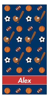 Thumbnail for Personalized All-Star Beach Towel - Blue Background - Front View