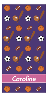 Thumbnail for Personalized All-Star Beach Towel - Purple Background - Front View