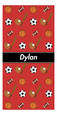Thumbnail for Personalized All-Star Beach Towel - Red Background - Front View