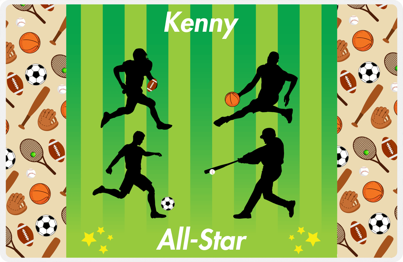 Personalized All-Star Placemat V - Green Background -  View