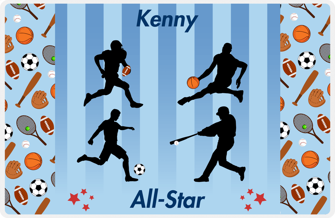 Personalized All-Star Placemat V - Blue Background -  View