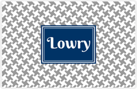 Thumbnail for Personalized Alternate Houndstooth Placemat - Light Grey and White - Navy Rectangle Frame -  View