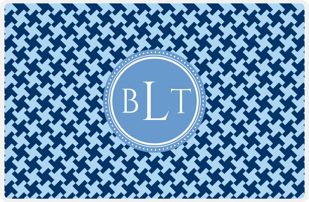 Personalized Alternate Houndstooth Placemat - Navy and Light Blue - Glacier Circle Frame -  View