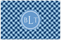 Thumbnail for Personalized Alternate Houndstooth Placemat - Navy and Light Blue - Glacier Circle Frame -  View