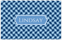 Thumbnail for Personalized Alternate Houndstooth Placemat - Navy and Light Blue - Glacier Decorative Rectangle Frame -  View