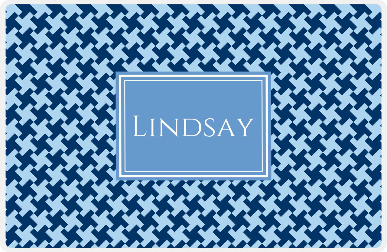 Personalized Alternate Houndstooth Placemat - Navy and Light Blue - Glacier Rectangle Frame -  View