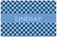 Thumbnail for Personalized Alternate Houndstooth Placemat - Navy and Light Blue - Glacier Ribbon Frame -  View