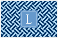 Thumbnail for Personalized Alternate Houndstooth Placemat - Navy and Light Blue - Glacier Square Frame -  View