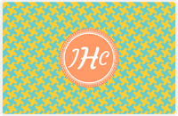 Thumbnail for Personalized Alternate Houndstooth Placemat - Viking Blue and Mustard - Tangerine Circle Frame -  View