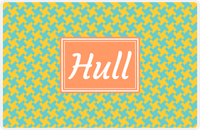 Thumbnail for Personalized Alternate Houndstooth Placemat - Viking Blue and Mustard - Tangerine Rectangle Frame -  View
