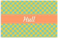 Thumbnail for Personalized Alternate Houndstooth Placemat - Viking Blue and Mustard - Tangerine Ribbon Frame -  View
