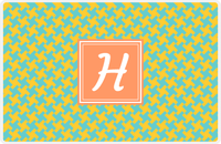 Thumbnail for Personalized Alternate Houndstooth Placemat - Viking Blue and Mustard - Tangerine Square Frame -  View