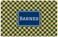 Thumbnail for Personalized Alternate Houndstooth Placemat - Navy and Mustard - Navy Rectangle Frame -  View