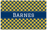 Thumbnail for Personalized Alternate Houndstooth Placemat - Navy and Mustard - Navy Ribbon Frame -  View