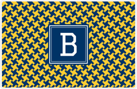 Thumbnail for Personalized Alternate Houndstooth Placemat - Navy and Mustard - Navy Square Frame -  View