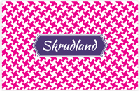 Thumbnail for Personalized Alternate Houndstooth Placemat - Hot Pink and White - Indigo Decorative Rectangle Frame -  View