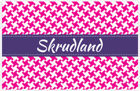 Thumbnail for Personalized Alternate Houndstooth Placemat - Hot Pink and White - Indigo Ribbon Frame -  View